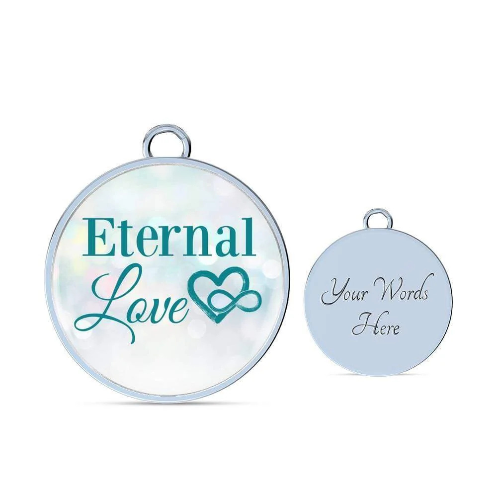 Eternal Love Personalized Engraved Silver Circle Bangle Bracelet Custom Name